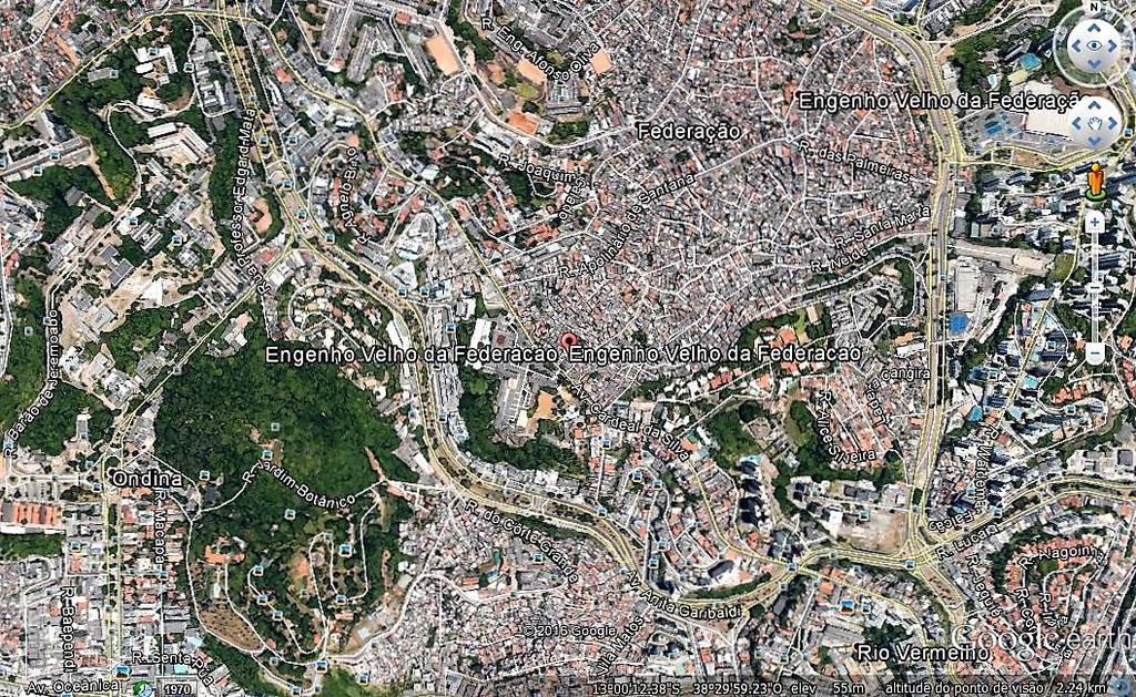Mapa 4 - O ENGENHO VELHO DA FEDERAÇÃO E SEUS BAIRROS LIMÍTROFES, 2015 Fonte: Google Earth, 2010.