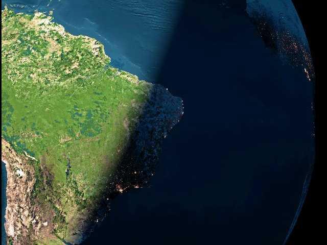 Esta região azul, mais clara, é a plataforma continental brasileira.