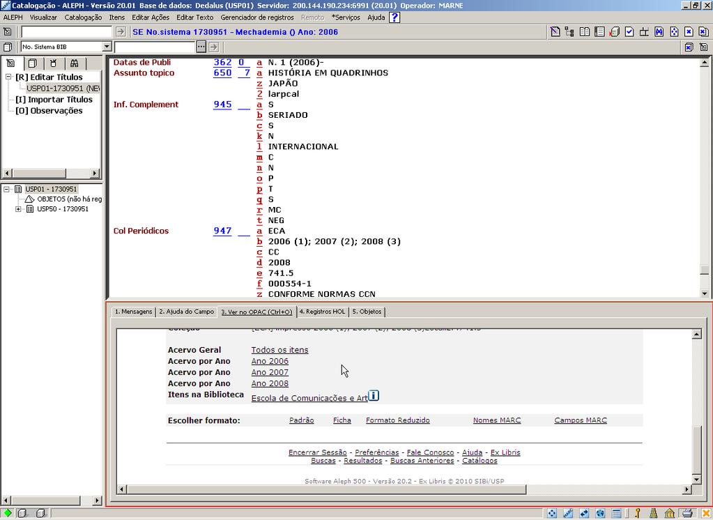 40 9 VISUALIZAR O REGISTRO NA INTERFACE WEB Após a visualização do registro na janela superior, dar o comando CTRL+O.