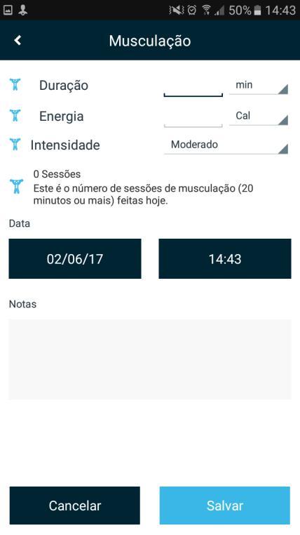 2.3 Adicionando atividades diárias Para adicionar uma atividade diária, toque em "Atividade", localizada na parte superior da página