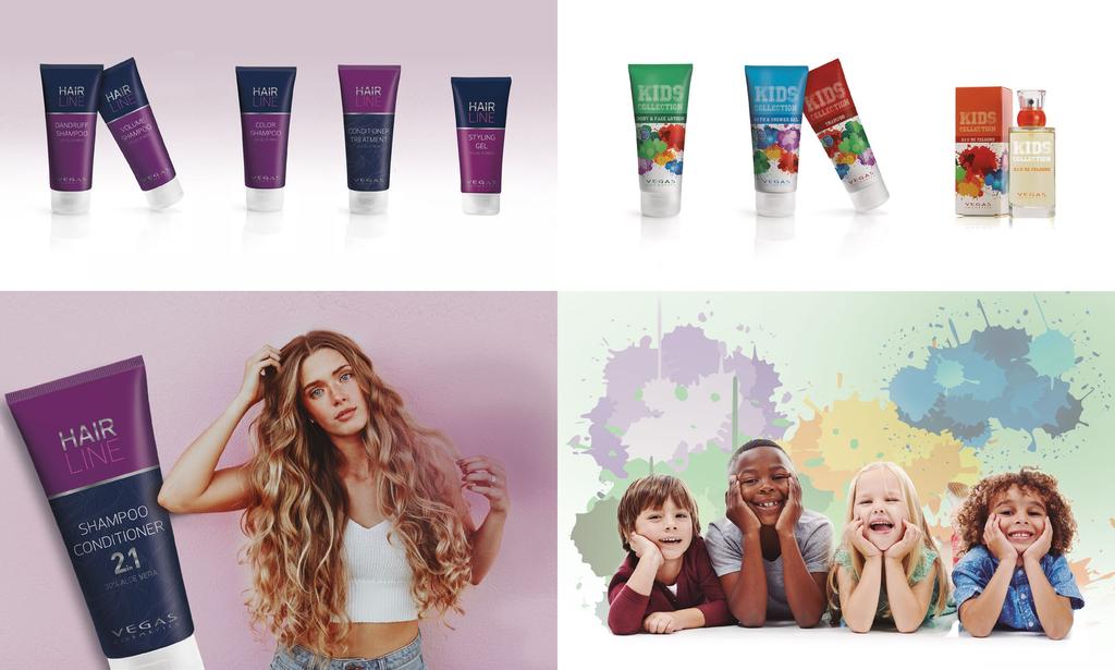 HAIR LINE KIDS COLLECTION 1 2 3 4 5 1 2 3 4 Shampoo Anticaspa 200ml Cód. 657 Shampoo para Volume 200ml Cód. 650 Shampoo para Cabelos Coloridos 200ml Cód.