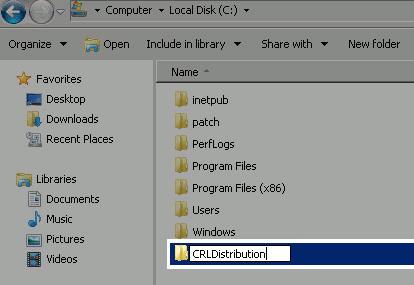 criado. 2. Para que CA redija os arquivos CRL ao dobrador novo, compartilhando deve ser permitido.