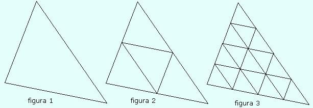 Problemas envolvendo PG 1-Observe a seqüência de figuras abaixo (figura 1, figura 2, figura 3, e assim por diante). (1,4,16,...) Determine a quantidade dos menores triângulos da figura 7.