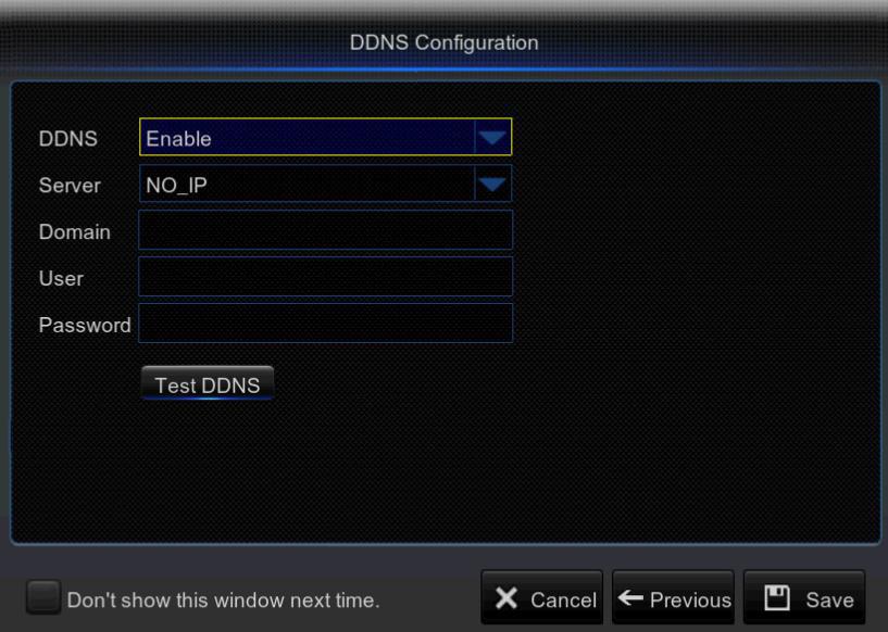7. CONFIGURAÇÃO DDNS. O utilizador pode configurar o DDNS sob tipo de rede PPPoE/Static/DHCP depois de aplicar o serviço de domínio dinâmico.