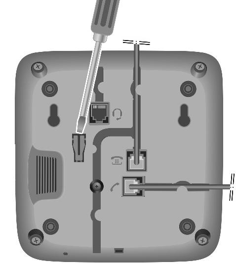 Ligar o telefone Faça a ligação telefónica do telefone () à sua linha telefónica doméstica. Para isso, utilize o cabo telefónico fornecido.