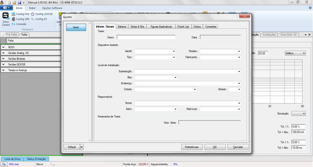 4.2 Configurando os Ajustes Figura 18 Ao abrir o software a tela de Ajustes abrirá automaticamente (desde que a opção