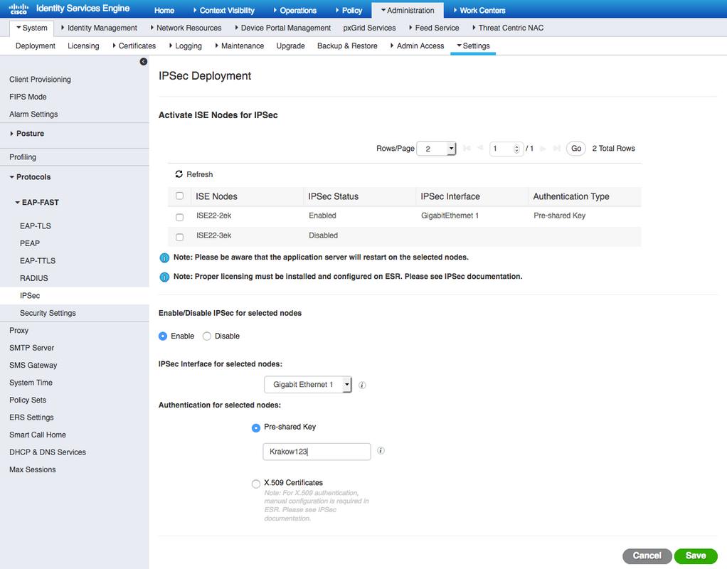 Note, isso depois que a configuração de CLI do reinício ISE dos serviços mostra a interface configurada sem endereço IP de Um ou Mais Servidores Cisco ICM NT e no estado de fechamento, ele é esperado