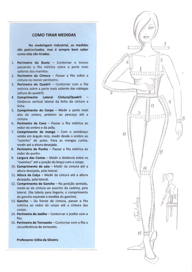 16 - Comprimento do tronco posterior à cintura: da sétima vértebra cervical (saliência óssea no limite entre o pescoço e o tronco) até a linha da cintura (menor perímetro horizontal do abdome).