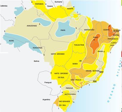 MJ/m2/dia Insolação Diária, Horas