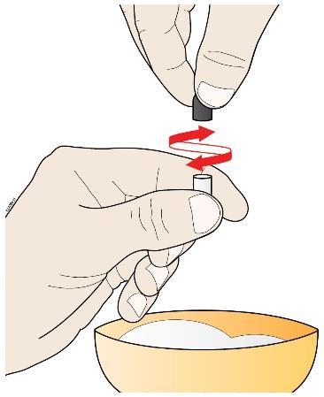 quantidade de água (pelo menos 5 ml).