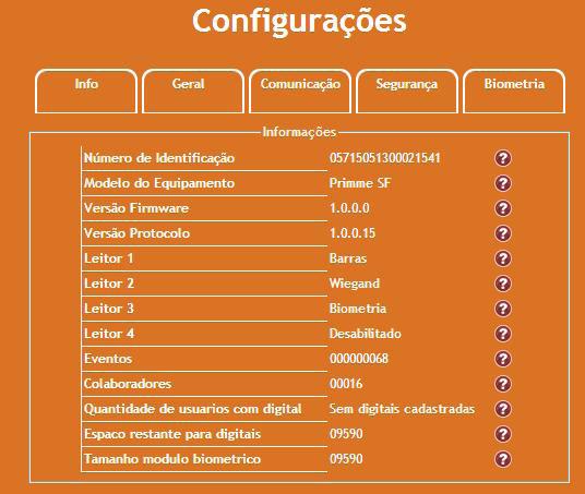 4. MENU CONFIGURAÇÕES Nesse menu podem ser ajustadas as configurações de funcionamento do equipamento.