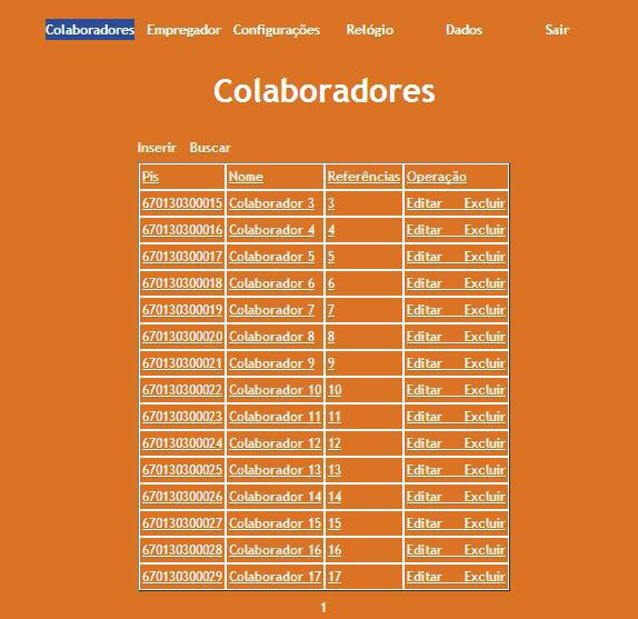 2. COLABORADORES A tela do menu COLABORADORES lista os colaboradores cadastrados, permitindo