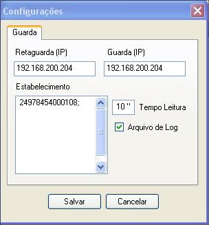 Descrição detalhada do módulo Configuração Clicando neste módulo abrirá a tela de configurações do guarda.