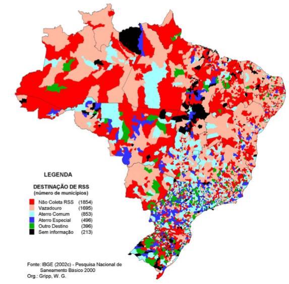 53 Figura 6 - Formas de destinação dos RSS nos municípios brasileiros Fonte: Gripp (2004) Os dados apresentados por Gripp (2004) compreendem, em âmbito nacional, os números de municípios que coletam,