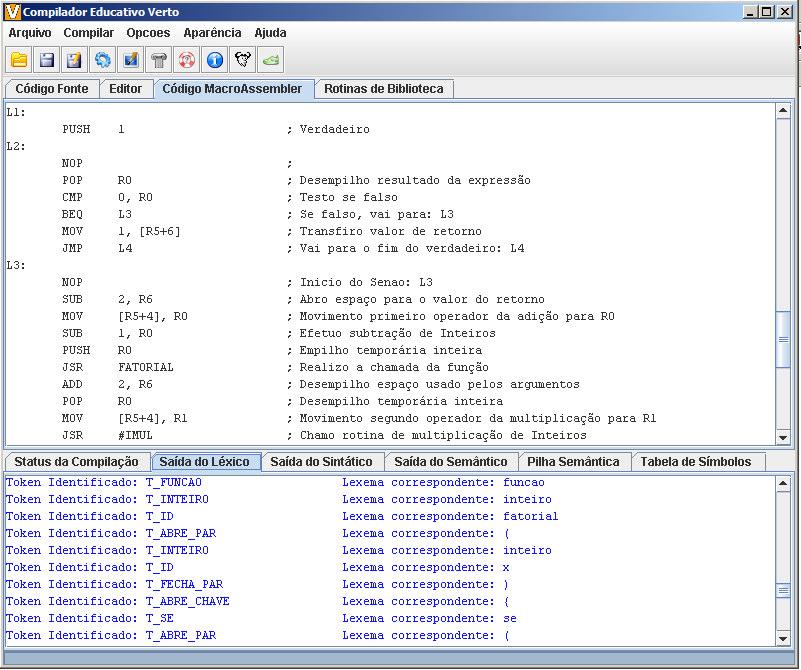 Compilador Educativo Verto (Código Macro-Assembler) Push/pop para operações