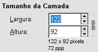 Ajuste o tamnho da camada clicando nas setas ao lado da largura, a altura irá junto pois