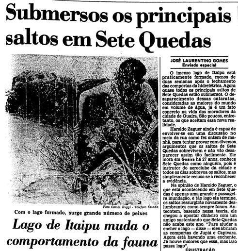 Exemplos no Brasil Itaipu e o fim do Salto de Sete Quedas Construção Itaipu: 1975-1982 Inundação de170