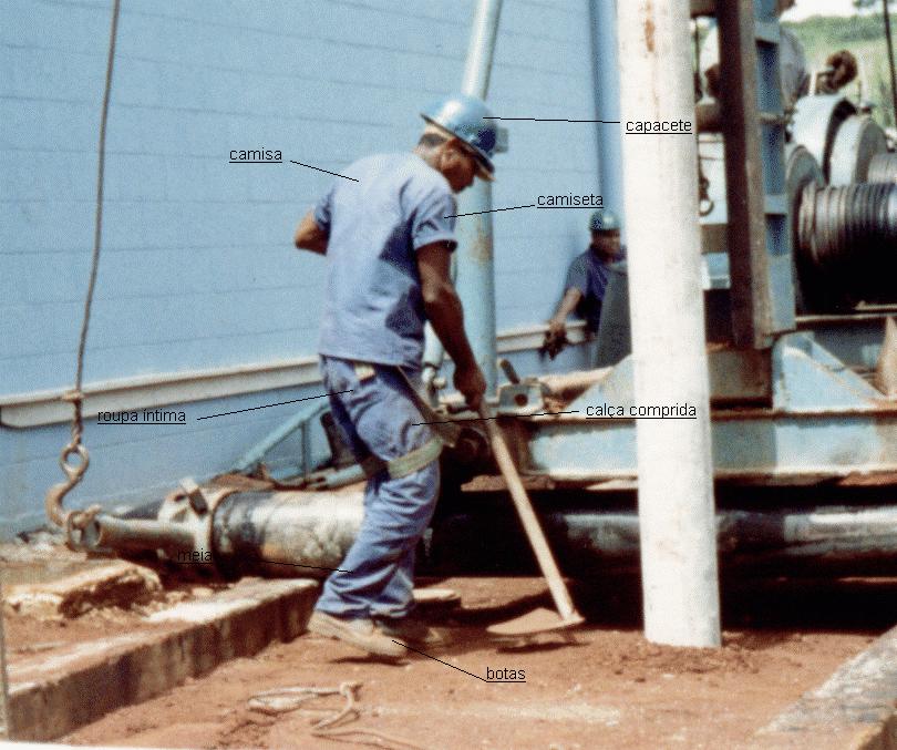 momento da medição consistia de uniformes de cor azul, roupa íntima curta, camiseta, camisa, calça cumprida de algodão e botas (0,6 clo Anexo E da Norma ISO 7730/94) e taxa de calor metabólico de 185