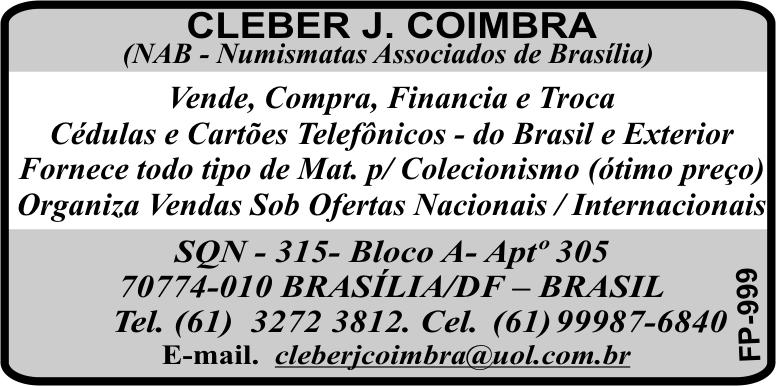 CAIXA POSTAL 705, JOINVILLE/SC, 89201-970 BRASIL. E-mail: salferdesp@gmail.com. L-Port.Engl. FOL-185. *STAMPS/SELLOS/SELOS: I m interested in EXCHANGE STAMPS with worldwide.