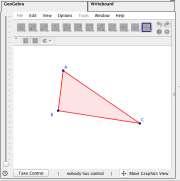 Figura 3.2: Interface da aba GeoGebra. Na utilização dessa aba, o participante que está com o controle pode manipular o software da maneira usual, enquanto os outros participantes apenas observam.