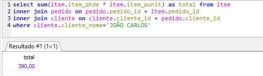 Mostre o total de venda de todos os pedidos do cliente João Carlos q.