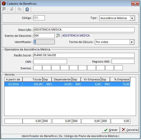 Eventos p/ Diárias e Ajuda de Custo: Informar os eventos que se destinam ao pagamento de diárias e ajuda de custo. Configurando Assistência Médica e Odontológica.