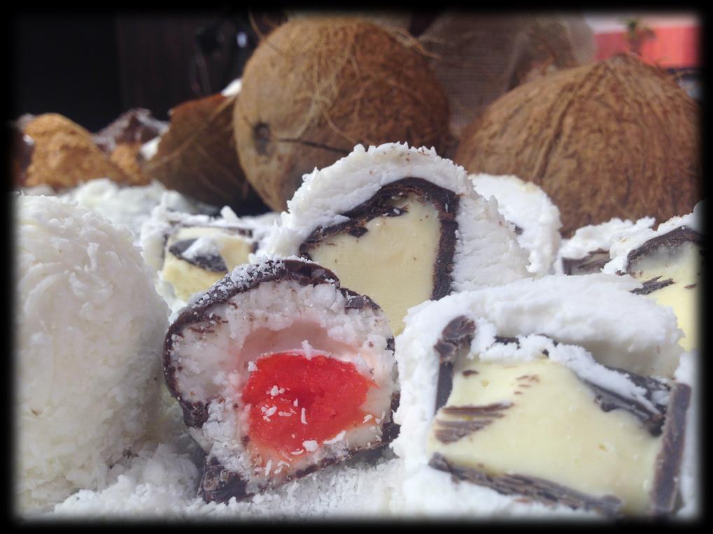 Tartufo de bala de coco 22 Ingredientes 2 l de sorvete de creme 1 kg de cobertura fracionada meio amarga 1 receita de bala de coco tradicional 1 vidro de leite de coco 300 g de coco seco ralado Modo