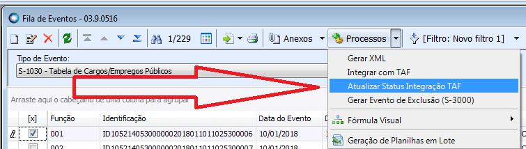 Atualizar Status TAF (RM) Após o processamento no TAF (ainda não