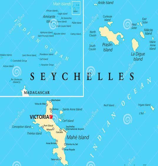 10 Território das Ilhas Seychelles De acordo com a Constituição: Ilhas do Arquipélago das Seychelles, incluindo águas territoriais e