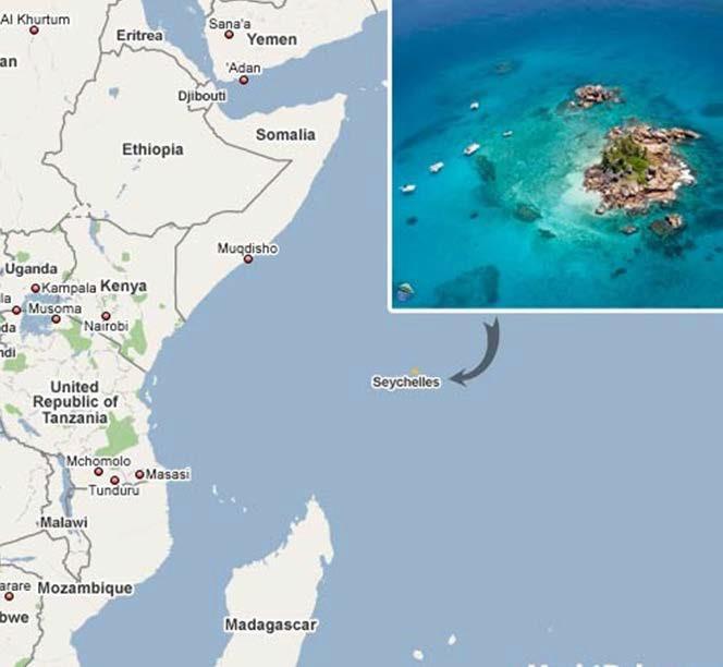 4 Ilhas Seychelles Costa Leste da África 115 ilhas ZEE: cerca de 1,37 milhões de