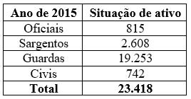 110 Competências da Guarda Nacional Republicana e da Polícia Marítima Tabela 5 Recursos Humanos da GNR Fonte: Adaptado de GNR (2015b, p.