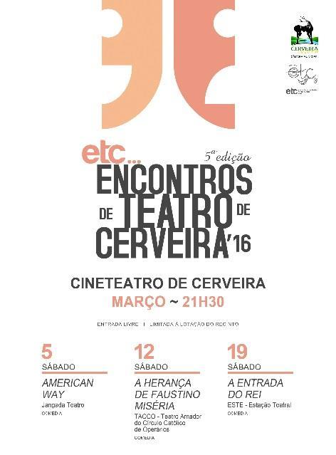ETC Encontros de Teatro em O ETC Encontros de Teatro de decorre durante o mês de março com o objetivo de assinalar a comemoração do Dia Mundial do Teatro.