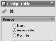 Definir Tabela de Desenho Manualmente: No menu Insert, selecionar New Design Table; Selecionar tabela Blank; Clicar duas vezes na dimensão box_width; (O nome completo da dimensão é inserido na célula