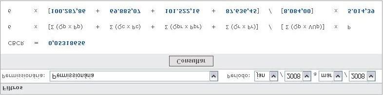 3.4.4.3 Coeficiente Básico de Consumo com Rodagem A consulta fornece o coeficiente de consumo com rodagem e sua memória de cálculo de acordo com a permissionária e o período indicado.