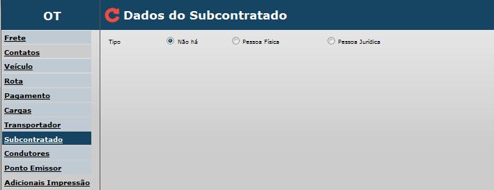 Após selecionado o tipo, preencha as informações requeridas na tela: Para avançar ao próximo step, selecione-o na barra