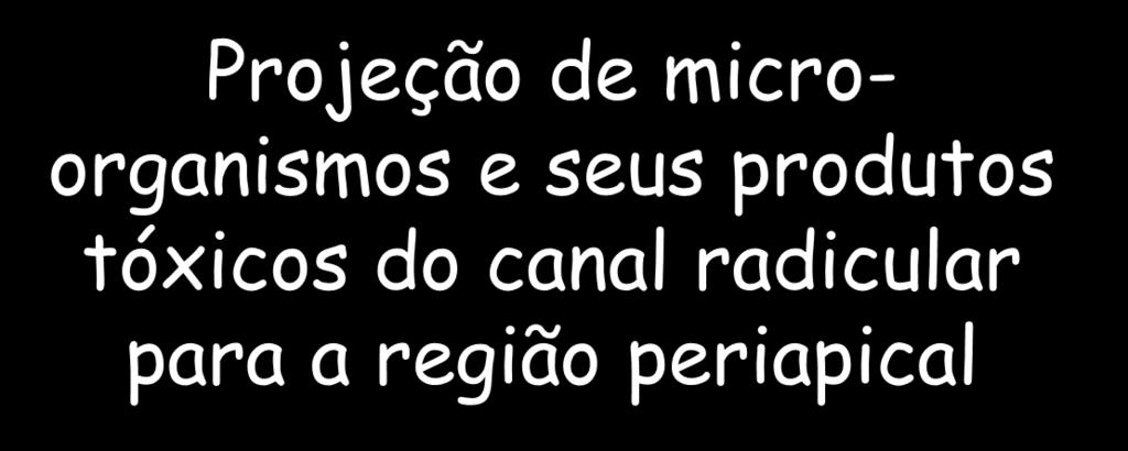 seus produtos tóxicos do canal radicular para a região