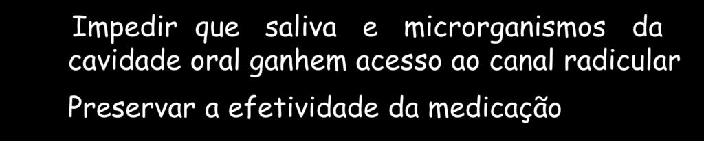 Material Selador Temporário Funções Impedir que saliva e