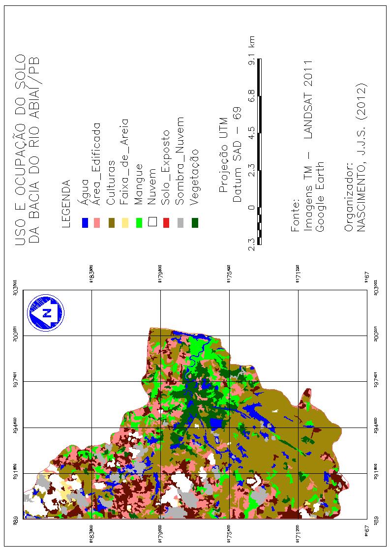 Observando o mapa de uso e ocupação do solo do entorno do estuário do rio Abiai (Figura 2), nota-se que ainda há um predomínio de culturas na região, marcada pelo cultivo de cana-de-açúcar, que