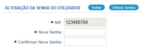 c) Clicar no botão Alterar Dados Utilizador No formulário do registo de utilizador, alterar os dados e clicar no botão Guardar d) Se pretende alterar a sua senha, clicar no