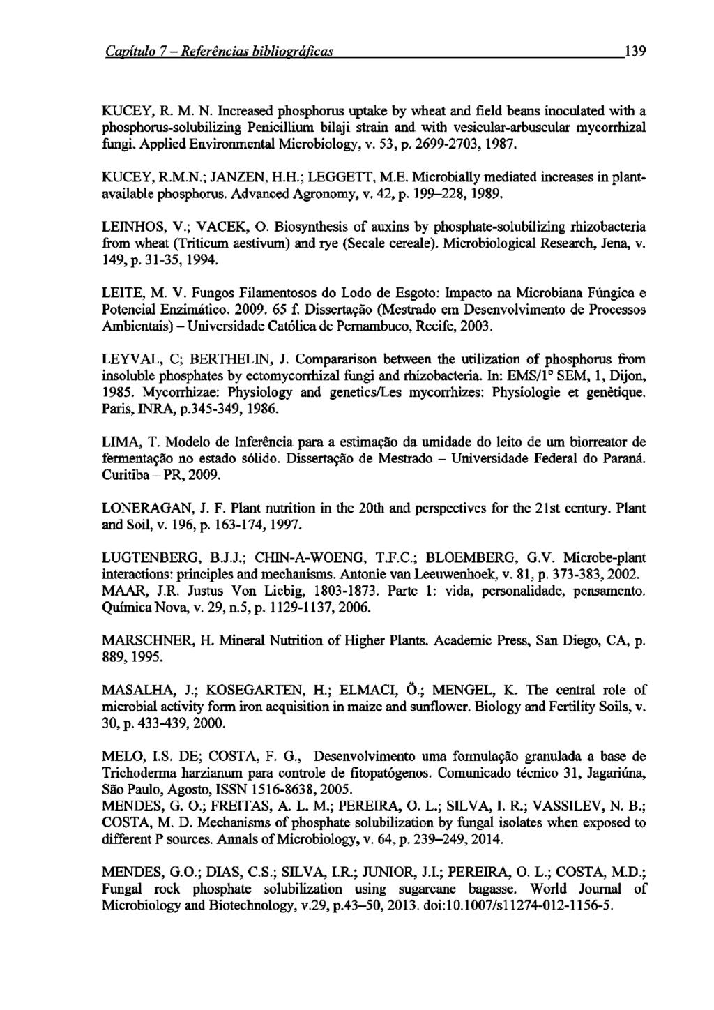 Canítião 7 Referências hibliozráficas 139 KUCEY, R. M. N.