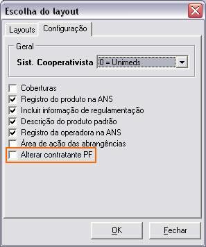 Figura: Escolha de layout para confecção de cartões Destaque para a nova parametrização Figura: Exemplo de arquivo com descrição alternativa para contratantes PF Importante: Sempre na liberação de