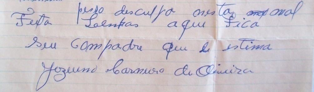 121 [...] Aseile um adeus du seu Compadre que e Gildasio Oliveira Rios [...] (Brazilha Goais 21 di Novembro 1959.