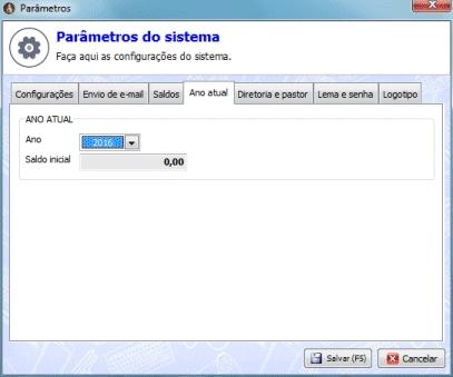 Ano atual Apenas em caso de precisar voltar para alterar lançamentos de um ano já fechado,