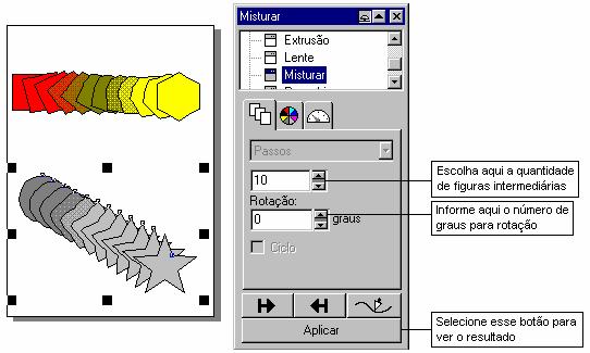 Agora, selecione os dois objetos e escolha a opção Misturar do menu Efeitos.