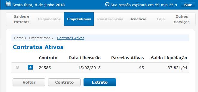 18 CONSULTA DE CONTRATOS ATIVOS Após o recebimento da documentação e análise efetuada pela Cooperativa, as Solicitações são liberadas e os créditos efetuados, neste caso as Solicitações passam a ter