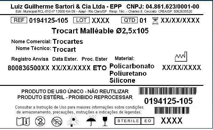 Forma de Apresentação do Produto O Trocart Malléable possui uma interface segura para a interação do Trocart Malléable com os instrumentais em Videocirurgias.