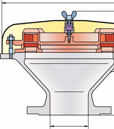 Calota de respiro à prova de deflagração e combustão contínua PROTEGO BE/HR-E 1 2 3 5 4 Ø a Dois FLAMEFILTER (4), encaixados de forma estável em uma armação do FLAMEFILTER, caracterizam o conjunto