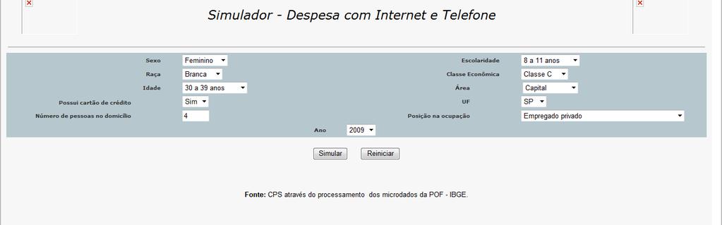 Simulador de Despesas Digitais A seguir, o simulador construído a partir de POF (Pesquisa de Orçamentos Familiares) é uma ferramenta interativa que permite estimar a despesa média com itens digitais,