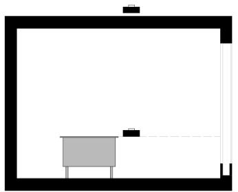 Iluminância global exterior desobstruída (E ext ) em plano horizontal, iluminâncias horizontais interiores ao longo do plano de trabalho (E int ) a uma cota de 0,70 m acima do pavimento interior