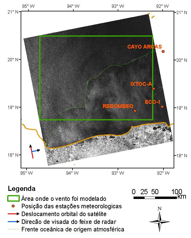 Figura 25 - Imagem SAR, modo ScanSAR Narrow (SCNB), de 30 de junho de 2008, horário de aquisição 00:23:34 UTC,